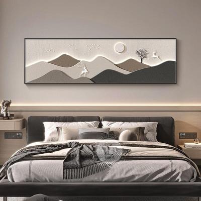 现代轻奢卧室床装饰画金约福禄主卧房HS-05090间壁山画简高级感客