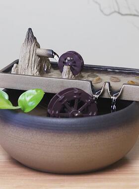 泉语陶瓷流水禅摆件中家居式水景招财意茶桌茶台OOM泉循环喷景观