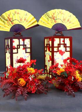 置新款TKZ中式婚梅庆道具花路引式婚礼舞台现场场景布方柱路引摆