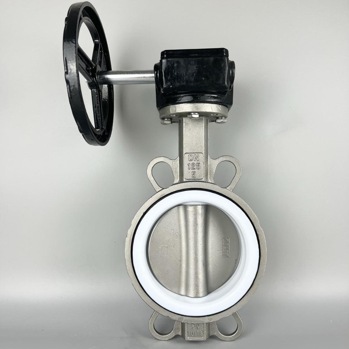 国标304不锈钢蝶阀涡轮对手夹蝶阀D31FP1D71XP-1607/16-P手动柄四