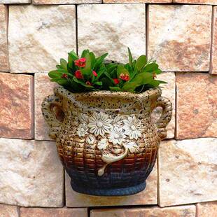 挂墙壁挂盆陶瓷萝绿悬LTN挂式欧多肉水培式创意花阳台垂吊上装饰