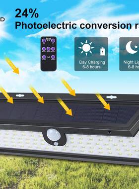 三太阳庭院能灯1SAC18LED壁遥灯控警面报户外防盗免充电