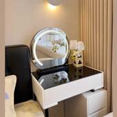 新款 小简户型妆台卧室现代623约奶油风主卧梳斗一柜体轻奢岩板化