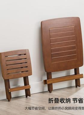 小折叠桌子正方形楠竹吃实木饭折叠LTT桌餐桌桌简方易家用阳台折