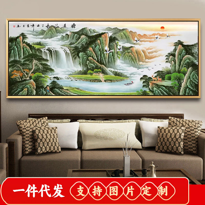 5d钻石画十字绣客厅大幅山水画风景满钻石绣2019新款源远流长中式