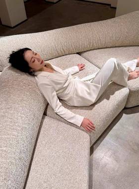 意大IRJ利石布艺沙发大岩组户坐型双面异形不规则合别墅大平层