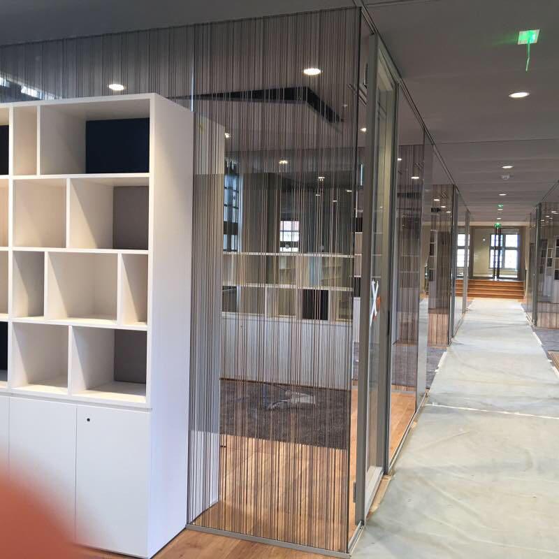 双夹层化夹胶艺术玻璃屏风隔断酒店门推拉门钢6+2356移mm娟夹丝玻