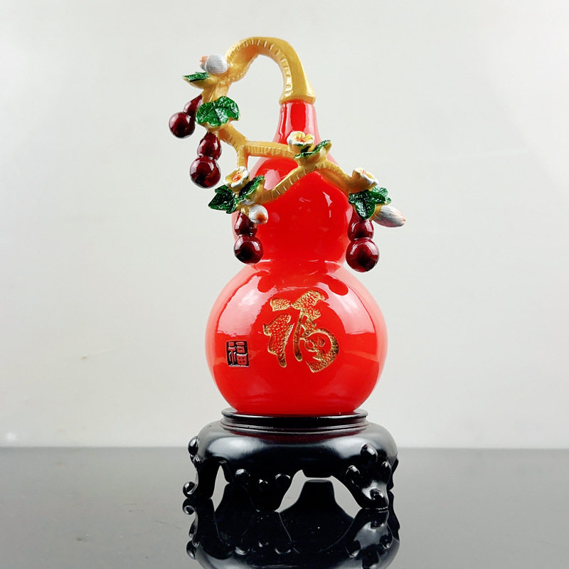 厂家直销树脂玛瑙色福气满满葫芦摆件创意客厅玄关电视柜摆件装饰
