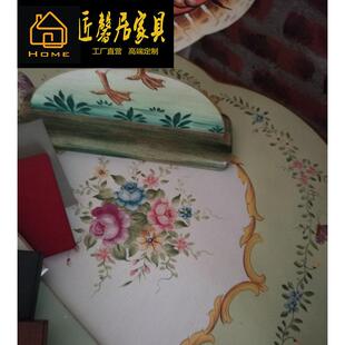 欧式茶几手绘DSG-8756桦绿木雕花描层金朵绘画梅花形双色花小边几