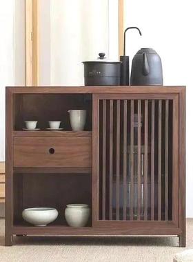 DVM实桌边水柜柜多桶功能储物柜一体客厅烧老榆木水茶中水木柜新