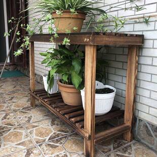 实木碳化防腐阳台装户外地靠墙饰庭院落PZR绿植大花盆花架置架物