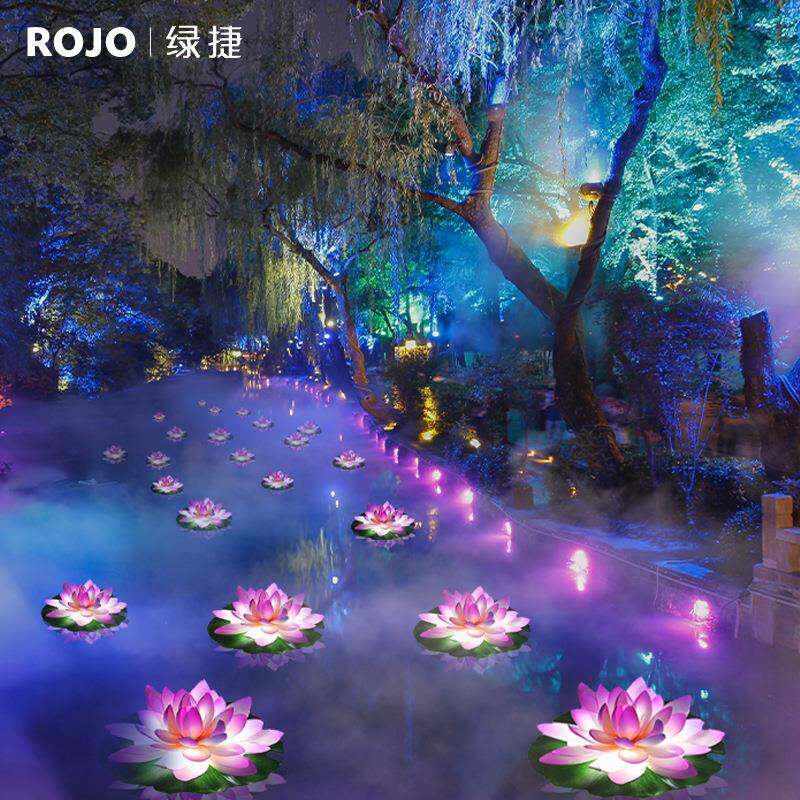 动态荷花灯荷叶灯花景观庭院花园户外防水池LJ-94022塘水灯太阳灯