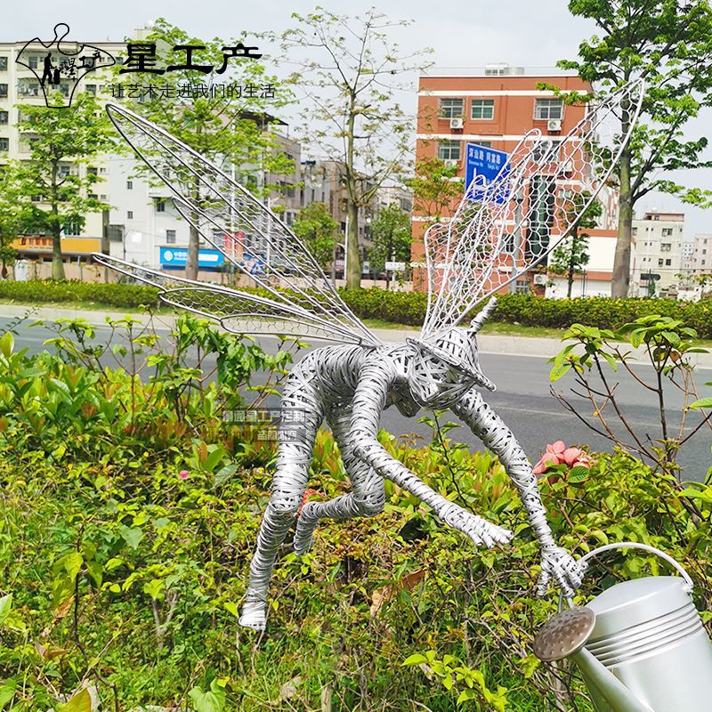 不锈钢仙子户外景观雕塑摆件