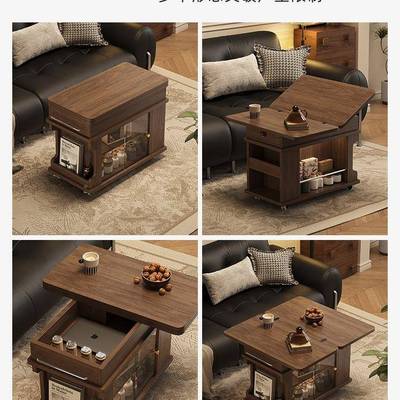 移动DUC折茶几可沙发边几侧边柜客厅家用小户推型车感茶台v叠ω