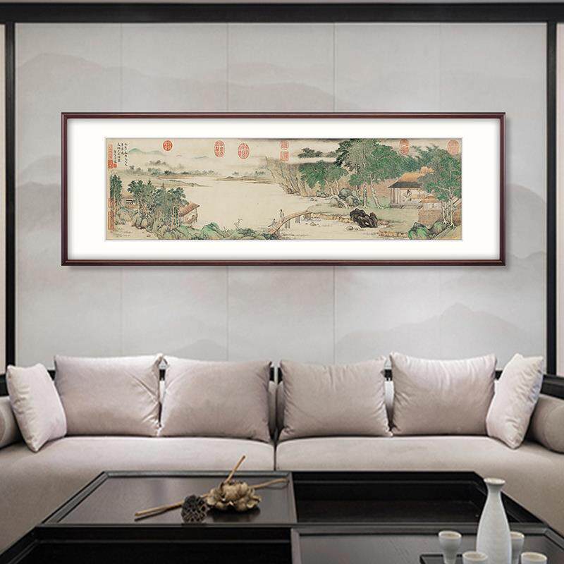 奕境现代新中式客装厅YJ-E275饰画琴书房挂画风景国画上睿画携访