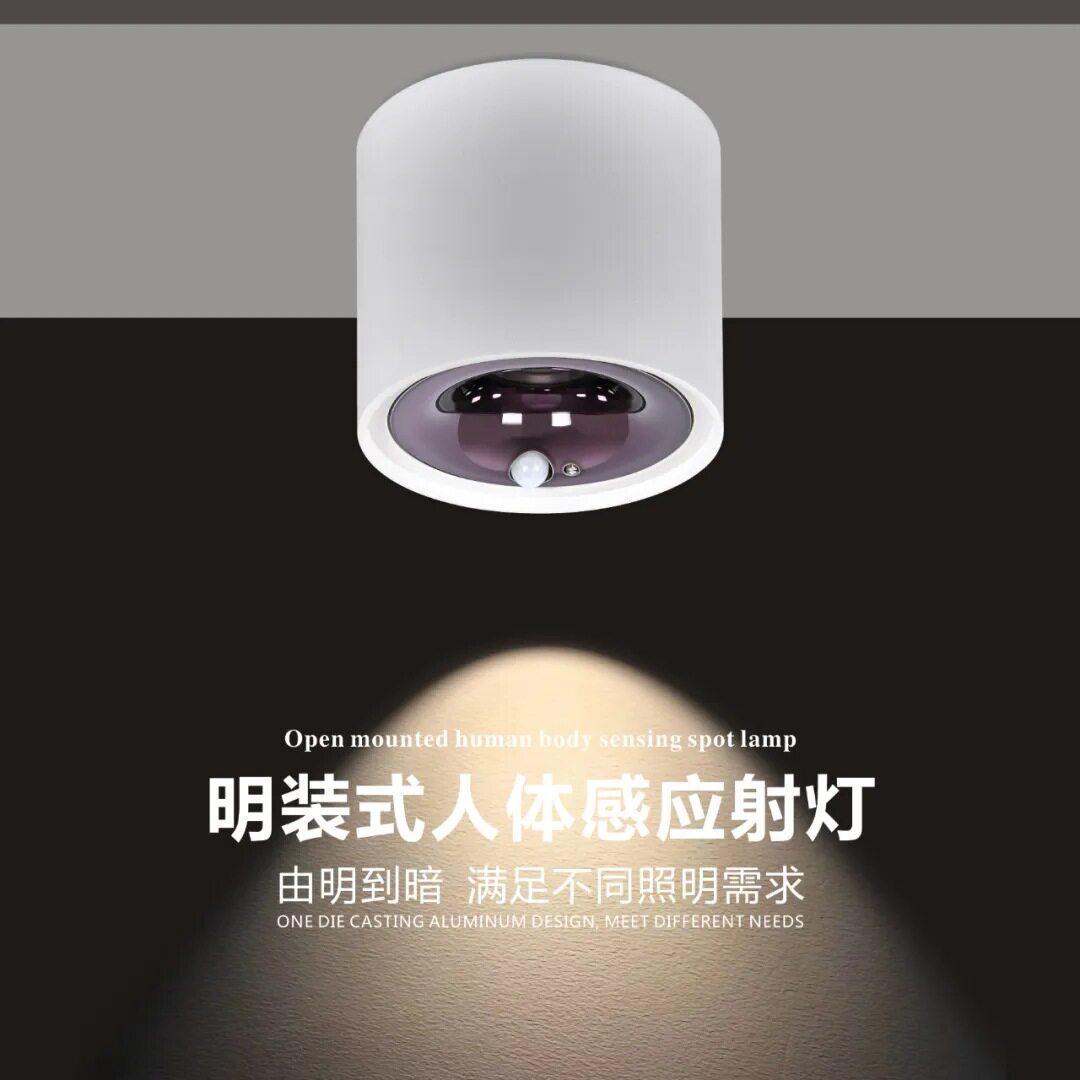 明装人体感应免开孔防眩筒灯
