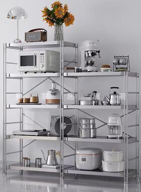 日式不锈钢置物架厨落地微波OWH纳炉房家用摆放收架落仓储超市地