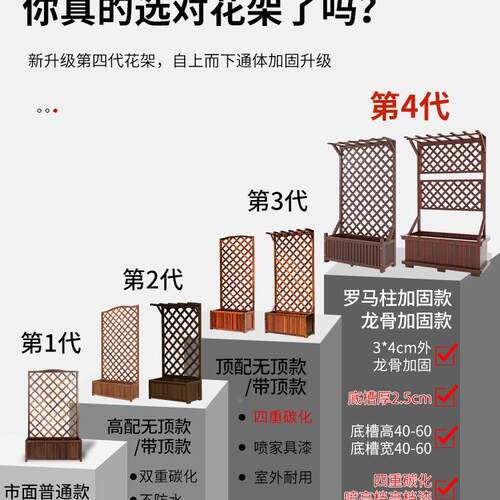 台花架户外庭院防10019422腐木围隔栏栅栏外断花箱爬藤架阳花室园