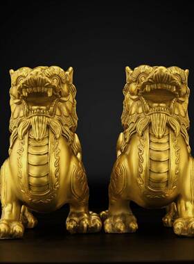 招铜貔貅皮摆件一对黄铜貔恘制GYF丘铜貔貅财客厅办公室开业礼品