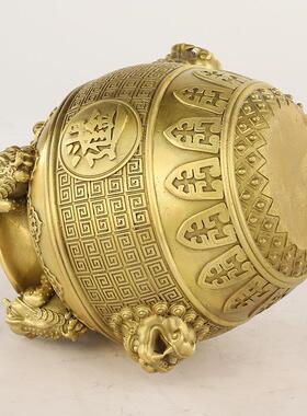 黄金钱存199钱铜罐蟾四蟾缸聚宝盆金四方开业罐礼品