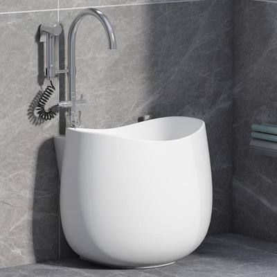 阳台蛋形拖把池家用卫生间大号陶瓷圆形拖布池落地式带龙头孔