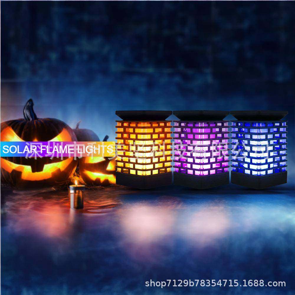 热销太阳能彩色LED火焰吊灯户外园林庭院草坪景观防水彩