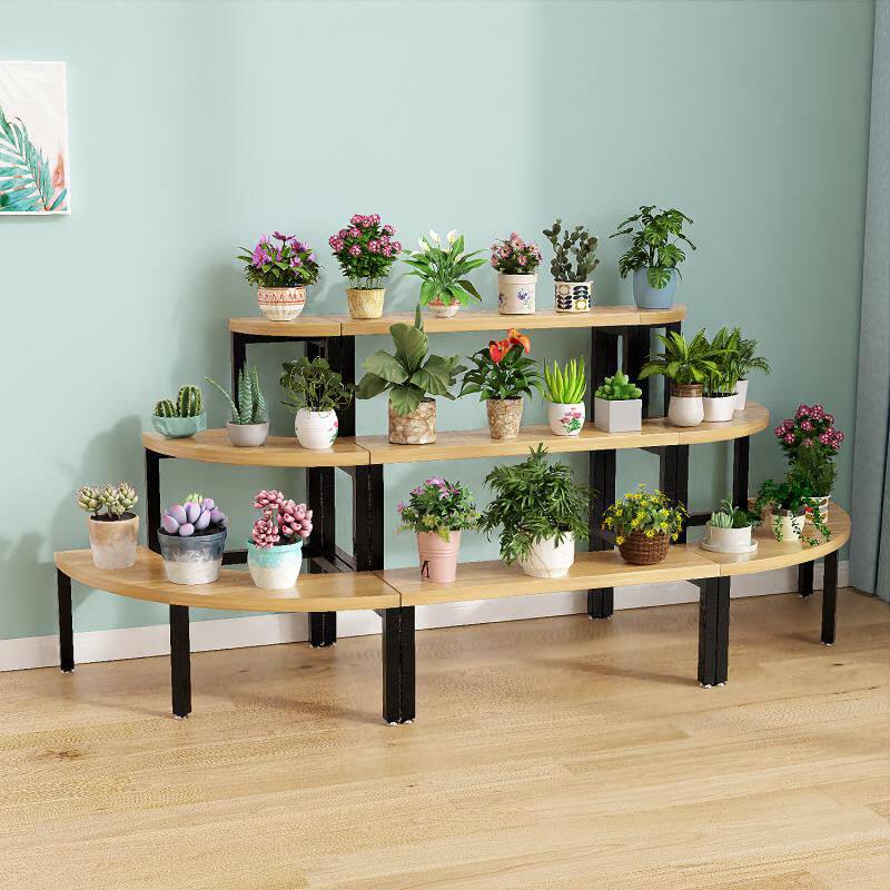 新款圆形花架多层网红弧形花架室内阳台客厅花半圆形展示异形架