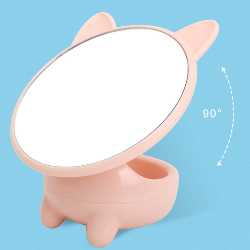 萌猫旋转梳妆镜台式小镜子女生简约折叠化妆便携公主镜宿舍化妆镜
