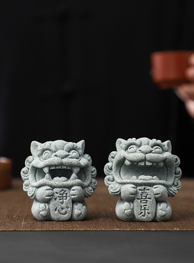 创意风狮爷石头工艺品桌面摆件高级感小众笔架镇纸书房装饰品礼品