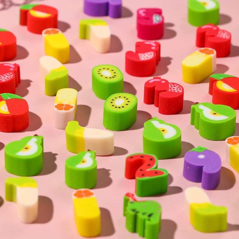 卡通素描新款擦太空水果数字小学生奖品多款识图pvc迷你可爱橡皮T