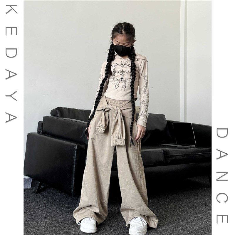 秋季新款童装潮酷女童废土风连帽长袖上衣假两件工装裤爵士舞套装,童装/婴儿装/亲子装,套装,淘宝优惠券,粉丝福利购,淘宝优惠卷