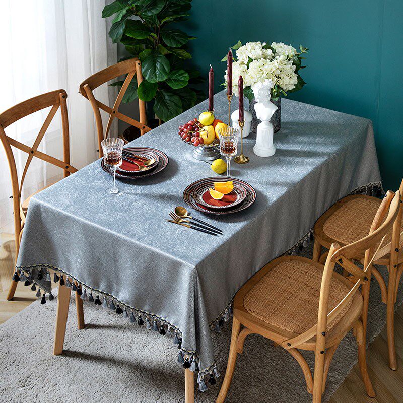 欧式复古风格桌布墨绿色轻奢茶几餐桌布艺长方形花纹台布高端奢华