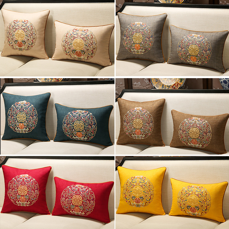新中式抱枕靠垫中国风沙发抱枕客厅床头方形靠枕靠背垫含芯抱枕套