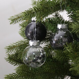 6CM圣诞节黑色球2024透明挂球圣诞球节日饰品家居花艺酒店装饰物