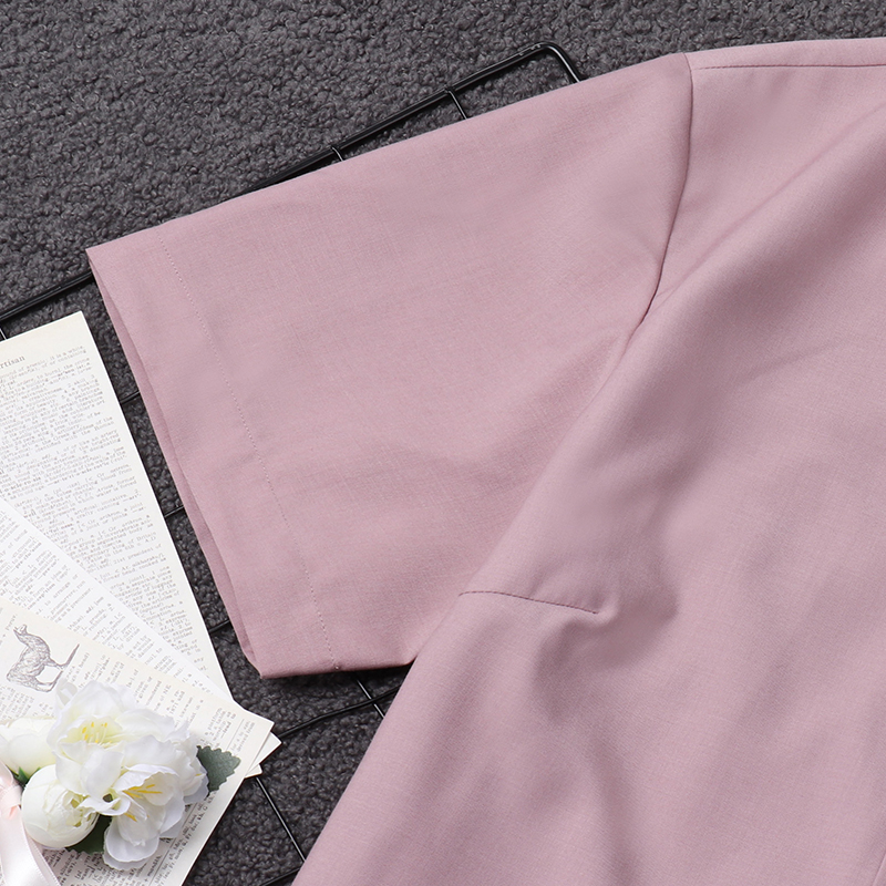 樱花家族jk【12多色衬衫】学生浅灰蓝方领长短袖上衣基础款女秋冬