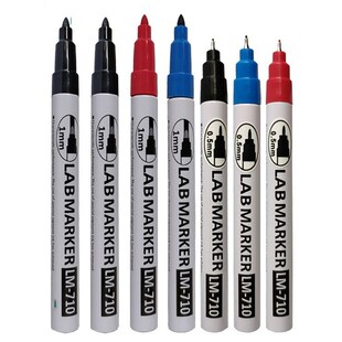 亚通防酒精记号笔LM-710油性黑色细耐高温不褪色1MM实验室马克笔