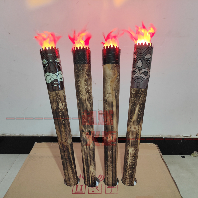 木头假火把灯电子火把电影道具火把酒吧鬼屋装饰舞台表演充电重复