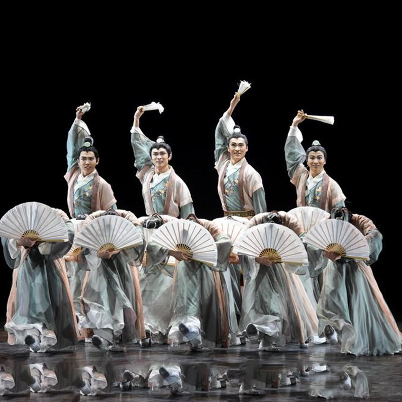 上春山舞蹈服儿童演出服纸扇书生群舞男女扇子汉服古典舞表演服装