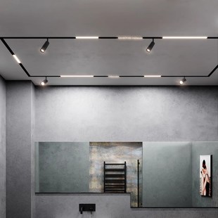 磁吸轨道灯嵌入式无主灯客厅照明暗装明装泛光线性灯条lex导轨灯