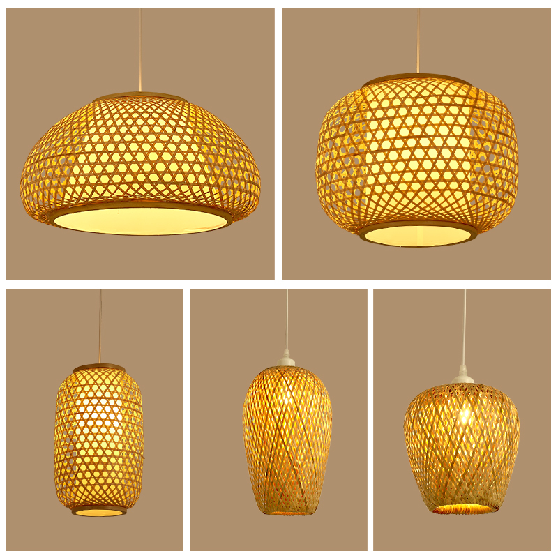 手工竹编灯笼竹灯罩复古包布南京大排档茶楼酒店客栈竹子编吊灯