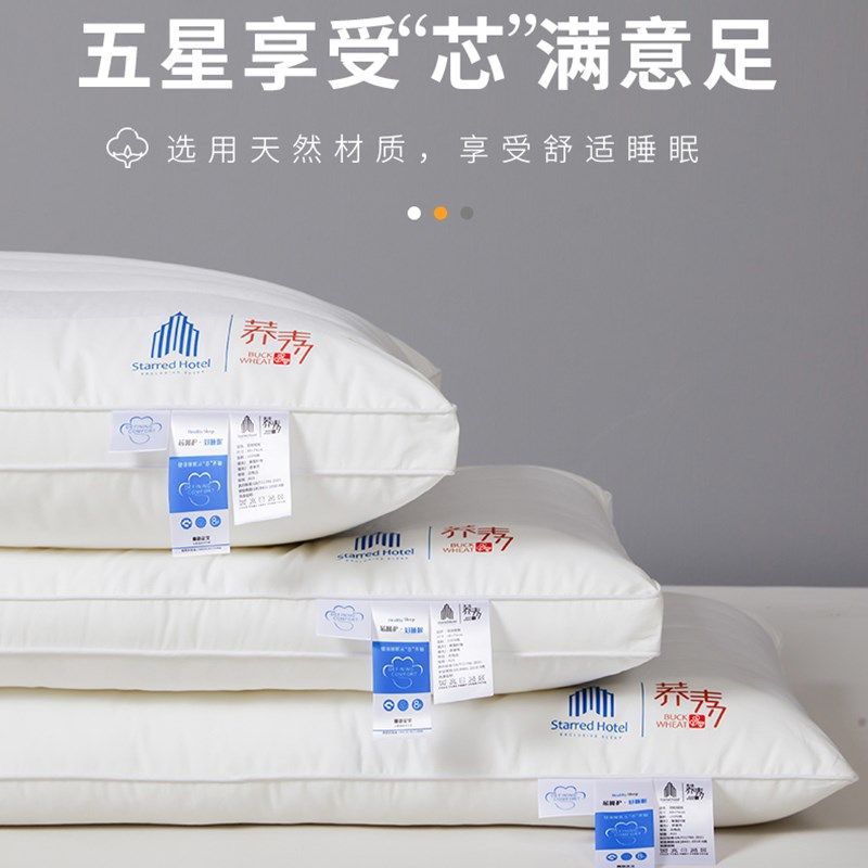 全棉酒店专用枕芯家用一对单个装护颈椎助睡眠成人学生荞麦壳枕头