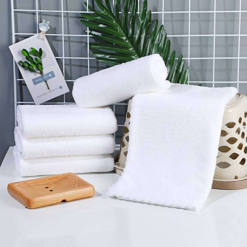 加厚美容院酒店宾馆洗浴足疗用白色毛巾35*75长吸水不掉毛包头柔