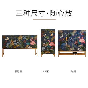 乡村餐边柜客厅装 饰实木门厅餐边桌进门储物墙边高台 美式 设计师款