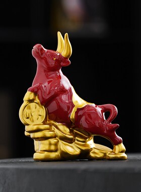 陶瓷兔子桌面禅意家居装饰品花盆造景花宠创意牛气冲天茶宠摆件