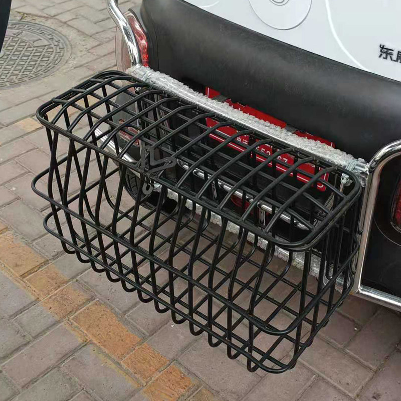 包邮电动三轮休闲车后车篮车筐非实心铁质加粗带盖后置车篓子菜篮