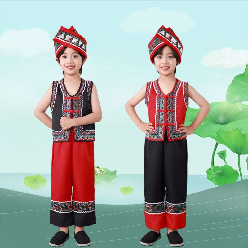 56个民族服装儿童少数民族服装儿童夏季苗族服装男童六一新款套装
