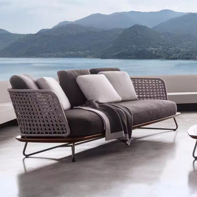 北欧户外休闲藤编沙发设计师实木高端别墅庭院花园露台防水沙发椅,住宅家具,户外沙发,淘宝优惠券,粉丝福利购,淘宝优惠卷