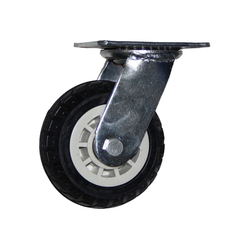 静音万向轮6寸橡胶轮子重型带刹车脚轮手推车板车拖车轮实心轱辘