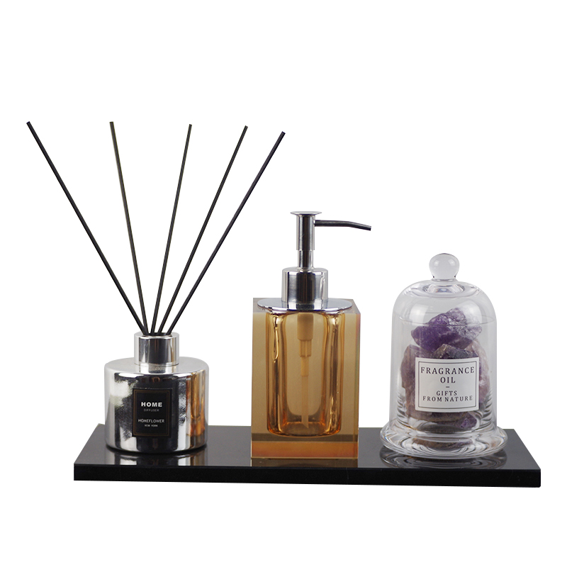 样板房卫生间香薰大理石托盘套装洗手台瓶子组合轻奢摆件软装饰品