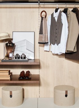 MOON慕空间样板房衣帽间收纳盒摆件收纳桶圆桶展厅装饰品摆设道具